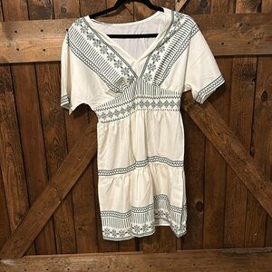 White and Green Summer Dress